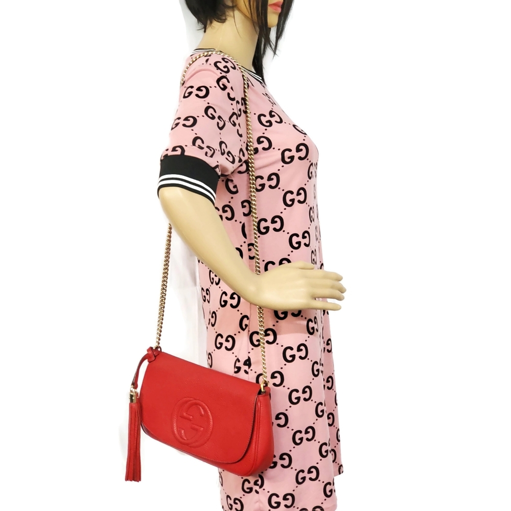 100% Auth Gucci Soho Small Red Crossbody/ClutchBag - Picture 16 of 16